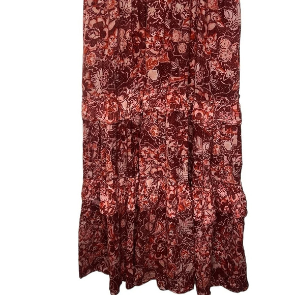 Ulla Johnson Amora Tiered Floral V-neck Tie Back Midi Dress - Picture 6 of 11